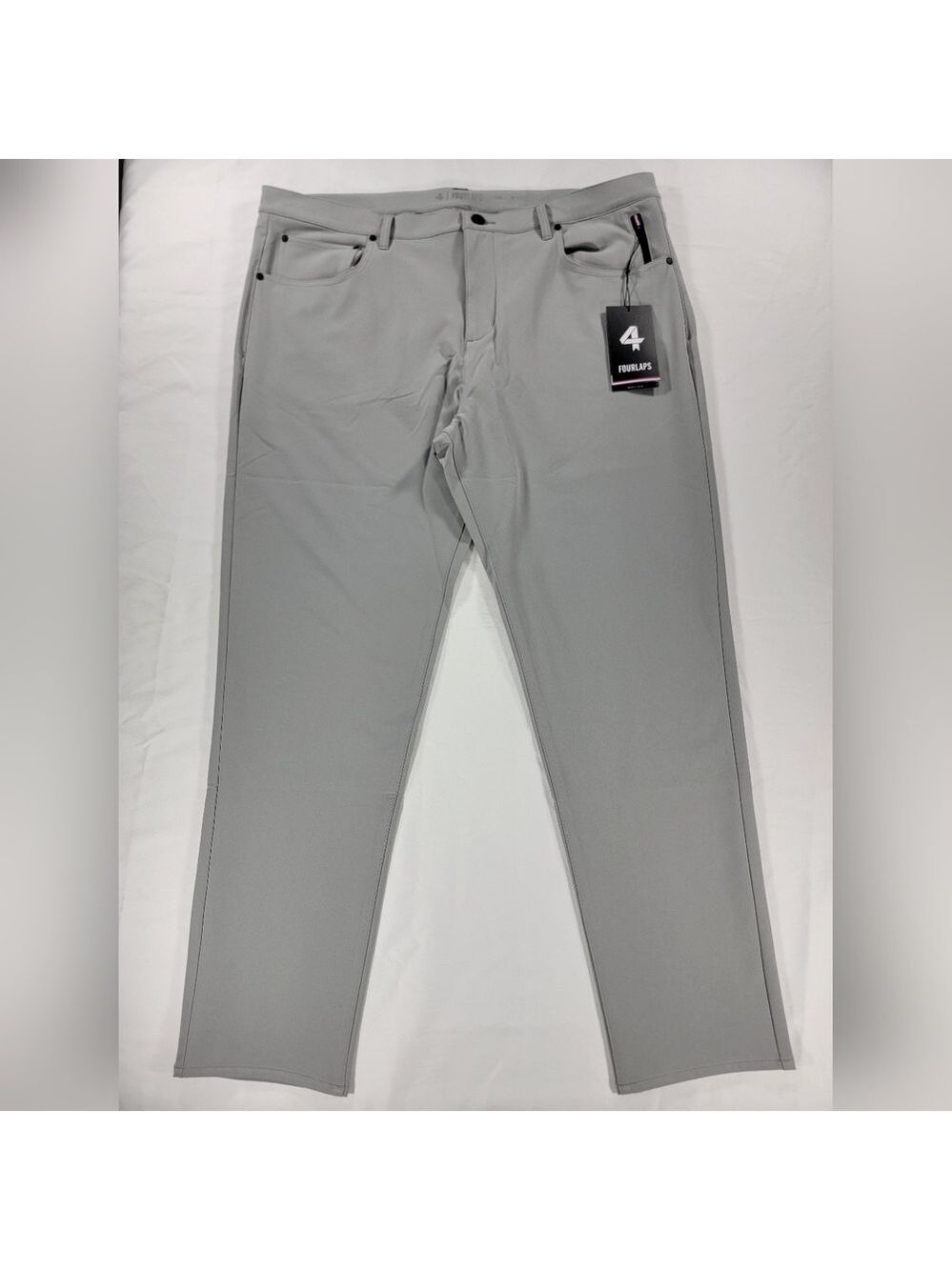 NEW Fourlaps Traverse Pants Mens 40x32 Gray Performance Golf Slim Chino NWT